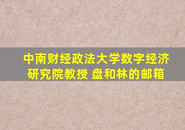 中南财经政法大学数字经济研究院教授 盘和林的邮箱